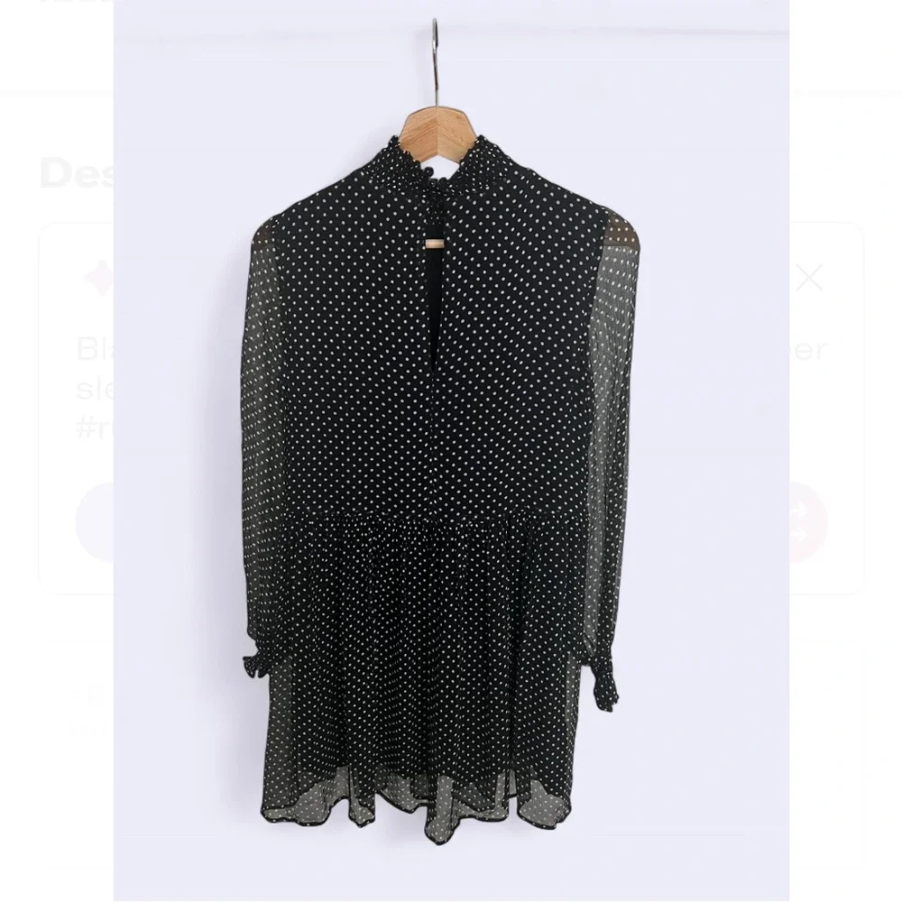 Sezane Olivia dress, silk black and white polka dots size 34 EUC - Picture 6 of 9